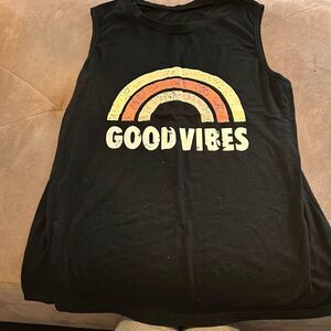 Good Vibes Black Muscle Tee